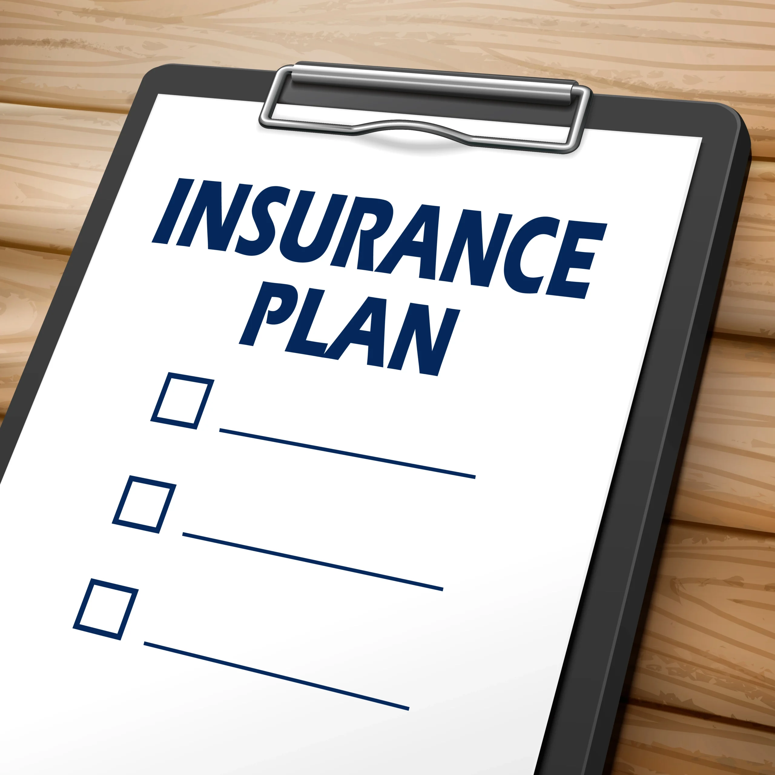 insurance plan clipboard 3D image with check boxes on it
